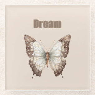 Brauner Weißer Traum Schmetterling Glasuntersetzer
