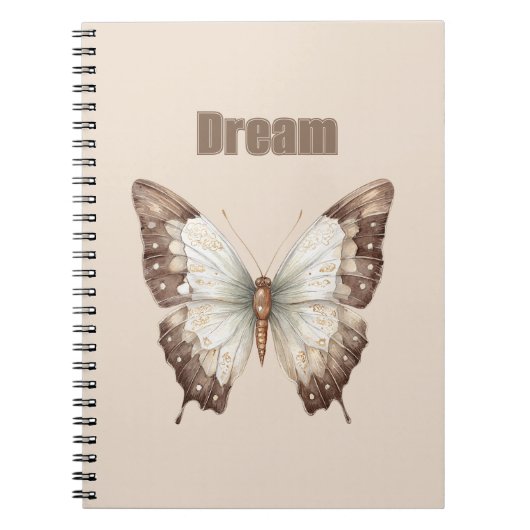 Brauner Weißer Traum Schmetterling Notizblock (Vorderseite)