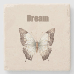 Brauner Weißer Traum Schmetterling Steinuntersetzer