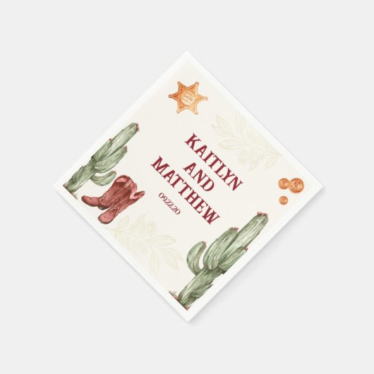 Brauner Western Schöne rustikale Hochzeit Serviette (Ecke)