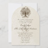Brauner Wirbelbaum gestörter Damast Einladung (Vorderseite)