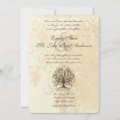 Brauner Wirbelbaum gestörter Damast Einladung (Vorderseite)