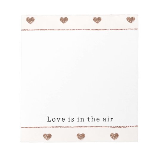 Brauner Zucker Blush Rosa Glitzer Herzen Notizblock (Vorderseite)
