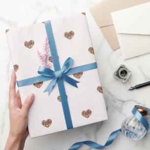 Brauner Zucker Glitter Herzen Liebe Valentinstag Geschenkpapier