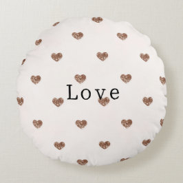 Brauner Zucker Glitter Herzen Liebe Valentinstag Rundes Kissen