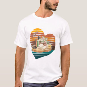 Brauner Zucker Kaffee Bücher Retro-Leseecke Herz T-Shirt