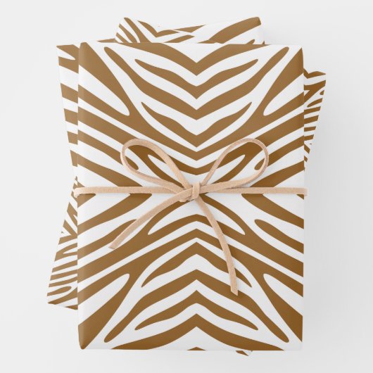 Brauner Zucker Neutral Zebra Geschenkpapier Set (Beispiel)
