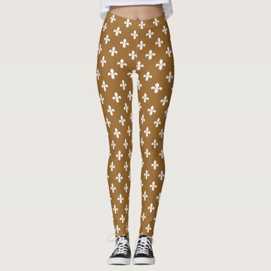 Brauner Zucker - Neutraler Fleur de Lys Leggings (Vorderseite)