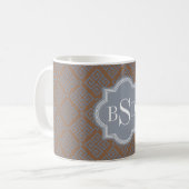 Braunes abstraktes geometrisches Mustermonogramm Kaffeetasse (Vorderseite Links)