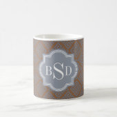 Braunes abstraktes geometrisches Mustermonogramm Kaffeetasse (Mittel)