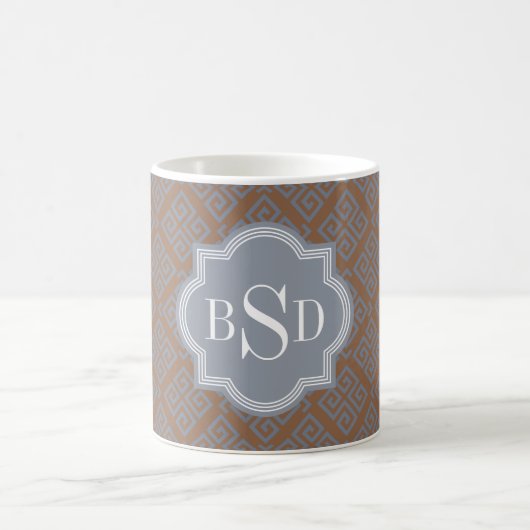 Braunes abstraktes geometrisches Mustermonogramm Kaffeetasse (Mittel)