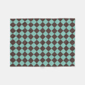 Braunes Aquamarines Schachbrett Diamantmuster Fleecedecke (Vorderseite (Horizontal))