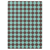 Braunes Aquamarines Schachbrett Diamantmuster Klemmbrett (Rückseite)