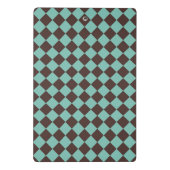 Braunes Aquamarines Schachbrett Diamantmuster Mini Klemmbrett (Rückseite)