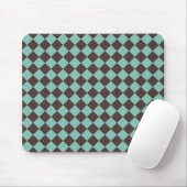 Braunes Aquamarines Schachbrett Diamantmuster Mousepad (Mit Mouse)