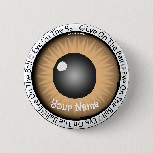 Braunes Auge auf Ball Golfer Button (Vorderseite)