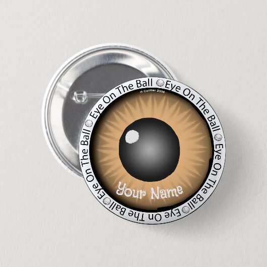 Braunes Auge auf Ball Golfer Button (Vorne & Hinten)