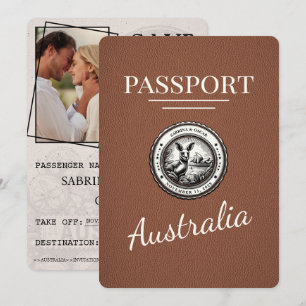 Braunes Australien Reisepass Save The Date