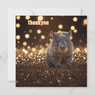 Braunes Baby-Wombat auf braunem Bokeh-Glück Dankeskarte