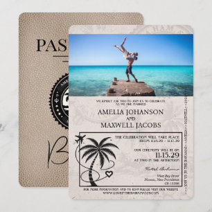 Braunes Bahamas Reisepass Hochzeits-Einladung Einladung