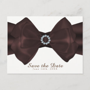Braunes Band & Diamanten Elegantes Glam Save-the-D Ankündigungspostkarte