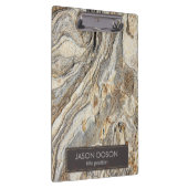 Braunes Beige und graues Marmormuster Klemmbrett (Rechts)