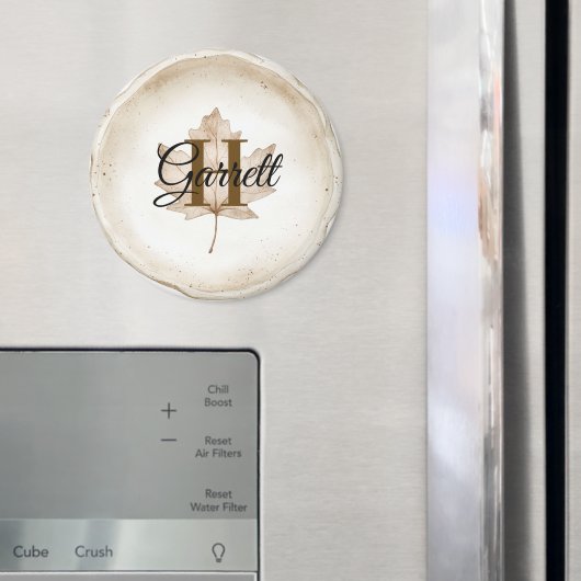 Braunes Blatt Monogramm Name Magnet (In Situ (Kühlschrank))