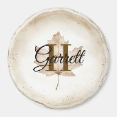 Braunes Blatt Monogramm Name Magnet (Vorne)
