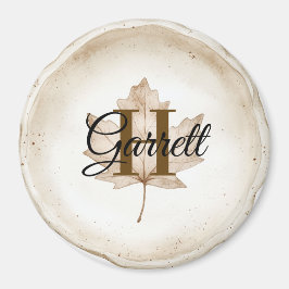 Braunes Blatt Monogramm Name Magnet