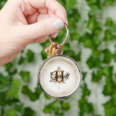 Braunes Blatt Monogramm Name Schlüsselanhänger (Hand)