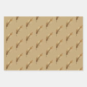 Braunes Blatt-Wrap-Papier Flachblatt-Set aus 3. Geschenkpapier Set (Vorderseite 3)