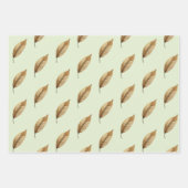 Braunes Blatt-Wrap-Papier Flachblatt-Set aus 3. Geschenkpapier Set (Vorderseite 2)
