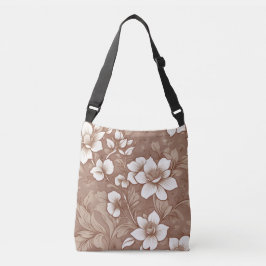 Braunes Blumen-Rosenmuster im Vintage-Stil Tragetaschen Mit Langen Trägern