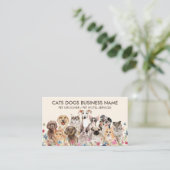 Braunes Blumendesign mit Katzen Hunde Visitenkarte (Stehend Vorderseite)