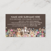 Braunes Blumendesign mit Katzen Hunde Visitenkarte (Rückseite)