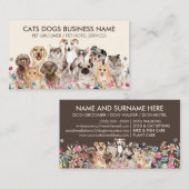 Braunes Blumendesign mit Katzen Hunde Visitenkarte (Vorne/Hinten)