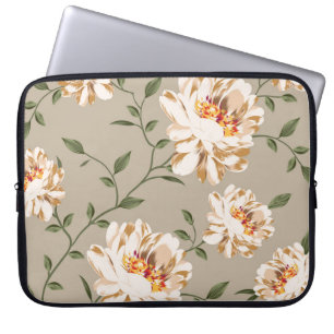 braunes Blumenmuster auf blauem Hintergrund Laptopschutzhülle
