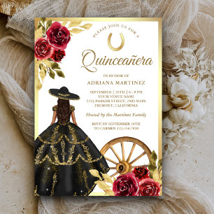 Braunes Blumenmuster Schwarzes Kleid Charro Gold Q Einladung