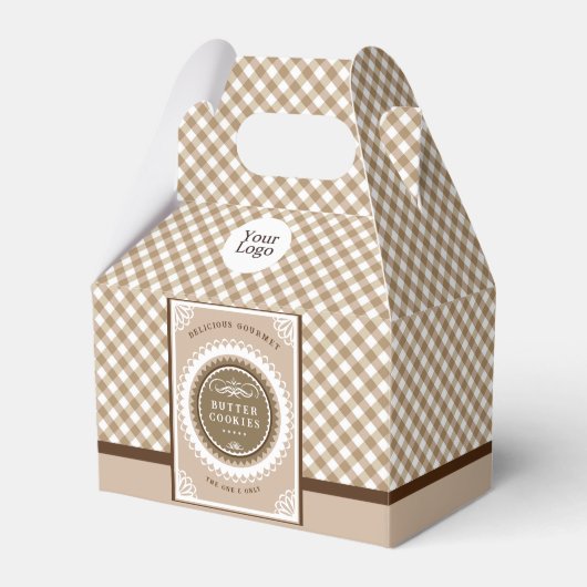 Braunes Büffel-Gingham Geschenkschachtel (Vorderseite)