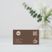 Braunes Café-Logo QR-Code Visitenkarte (Stehend Vorderseite)