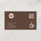 Braunes Café-Logo QR-Code Visitenkarte (Vorderseite)