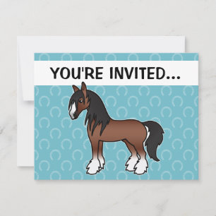 Braunes Cartoon Gypsy Vanner Shire Clydesdale Einladung