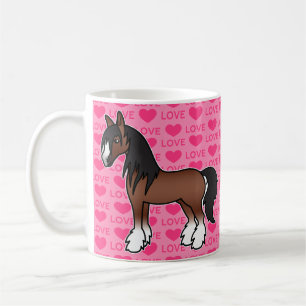 Braunes Cartoon Gypsy Vanner Shire Clydesdale Lieb Kaffeetasse