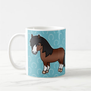 Braunes Cartoon Shetlandpony Kaffeetasse