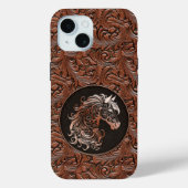 Braunes Cowgirl mit Blumenmotiven aus Leder Case-Mate iPhone Hülle (Rückseite)