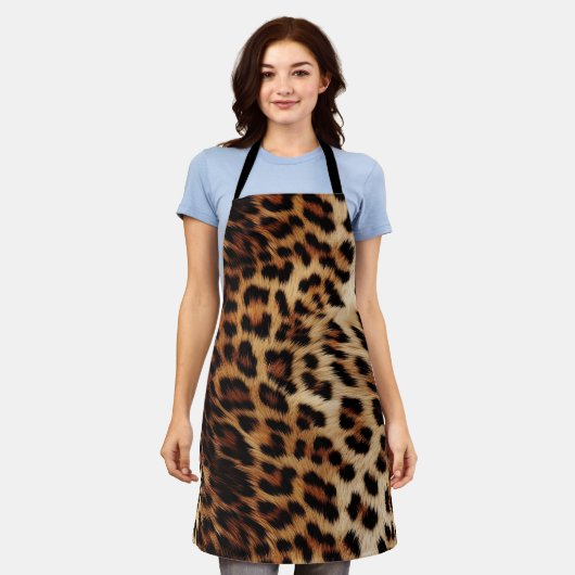 Braunes Creme-Leopard-Tier Schürze (Getragen)