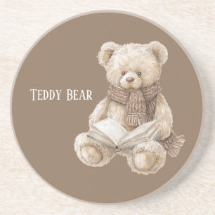 Braunes Creme-Teddybär-Buch Getränkeuntersetzer