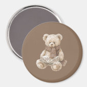 Braunes Creme-Teddybär-Buch Magnet (Vorderseite/Rückseite)