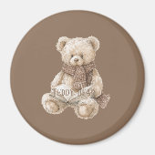 Braunes Creme-Teddybär-Buch Magnet (Vorne)