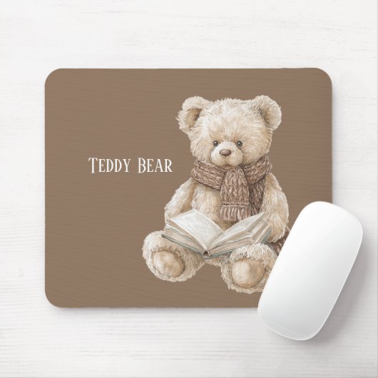 Braunes Creme Teddybär Buch Mousepad (Mit Mouse)